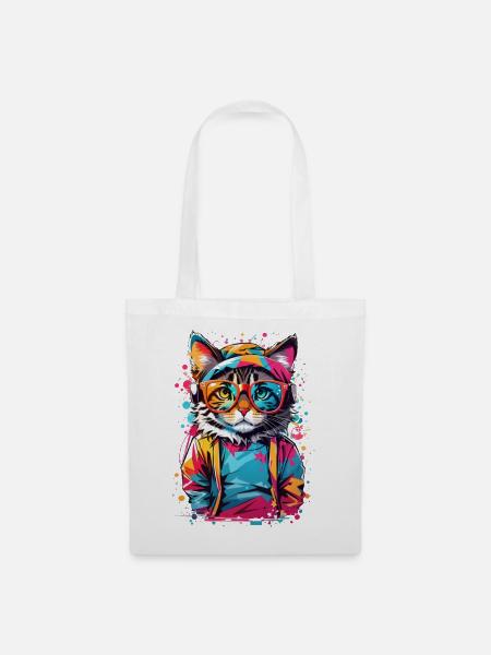 Süße Katze - Stoffbeutel - Weiß