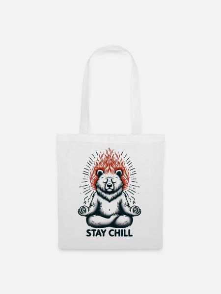 Stay Chill Bär im Lotussitz - Stoffbeutel - Weiß