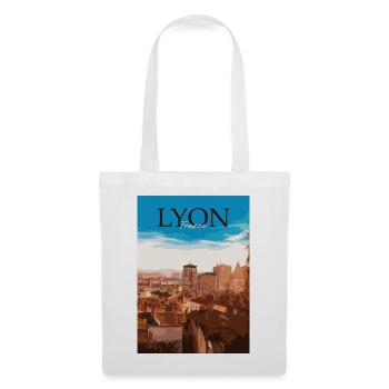 Lyon Stadtlandschaft Sonnenuntergang - Stoffbeutel - Weiß - Vorne