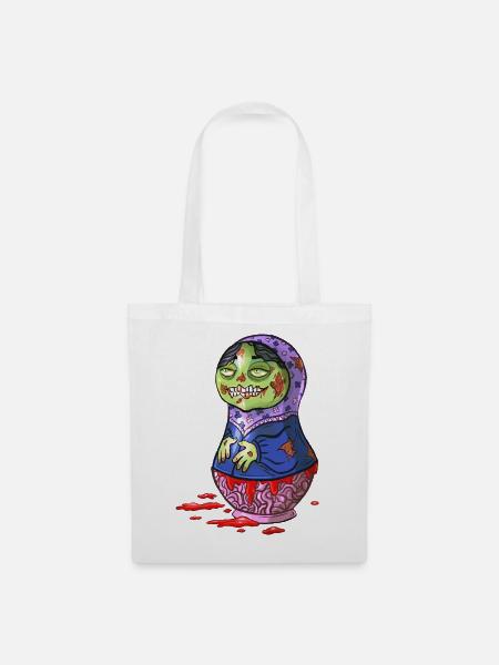 Zombie-Matrjoschka-Puppe - Stoffbeutel - Weiß