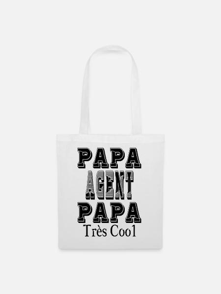 Papa Agent Papa sehr cool - Stoffbeutel - Weiß