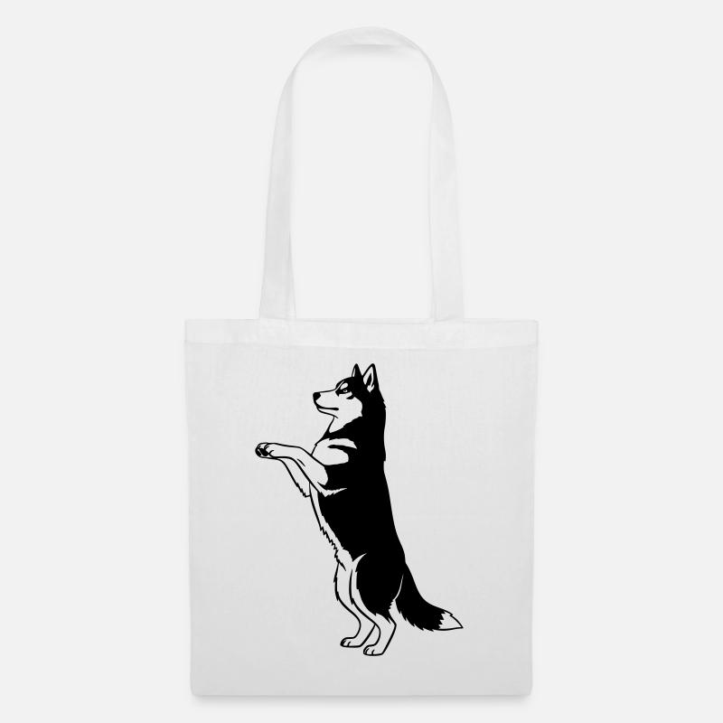 Stehender Hund Silhouette Vector - Stoffbeutel - Weiß