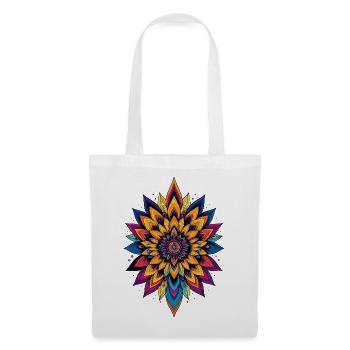 Bunte LSD Blume Mandala Farbexplosion Blumenstern - Stoffbeutel - Weiß - Vorne