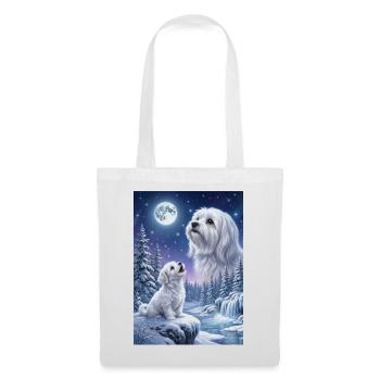 Howling to the Moon Meme Dog Maltese - Tote Bag - white - Front