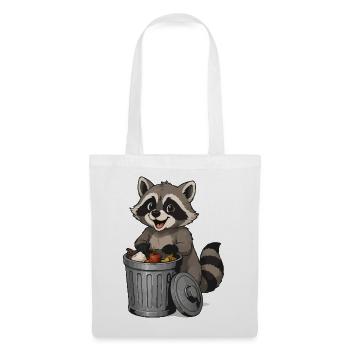 Un raton laveur avec des fruits dans la poubelle - Sac en tissu - blanc - Devant