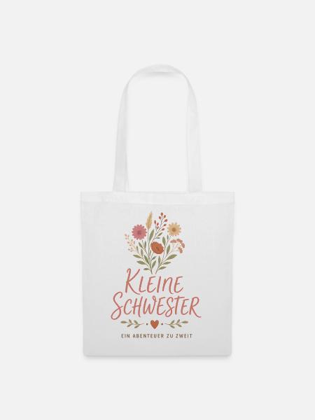 Kleine Schwester Blumen Design - Stoffbeutel - Weiß