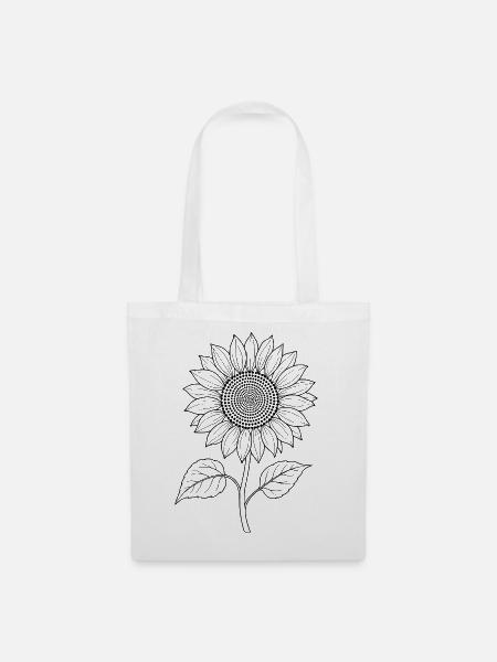 Sonnenblume Boho - Stoffbeutel - Weiß