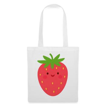 Red Kawaii Strawberry – Sweet Fruit Design - Tote Bag - white - Front