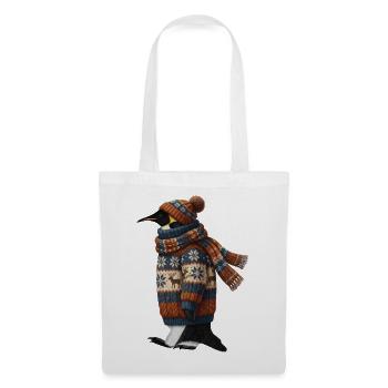 Pinguin im Strickpullover Winter Weihnachten - Stoffbeutel - Weiß - Vorne