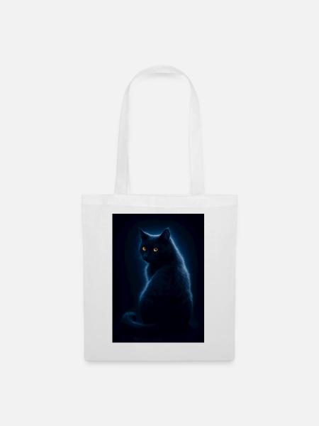 Nocturne Katze im Indigo-Glanz - Stoffbeutel - Weiß