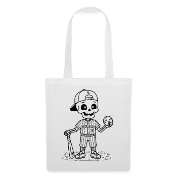 Niedliches Baseball-Skelett Vintage-Halloween-Sportarten - Stoffbeutel - Weiß - Vorne