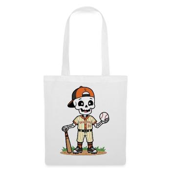Niedlicher Skelett-Baseballspieler Spooky Halloween - Stoffbeutel - Weiß - Vorne