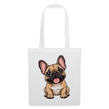 Französische Bulldogge Kawaii Style – Süß - Stoffbeutel - Weiß - Vorne