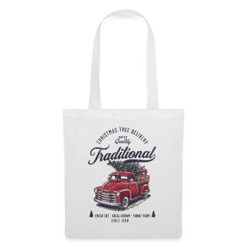 Vintage Weihnachtsbaum Pick-Up Truck Retro - Stoffbeutel - Weiß - Vorne
