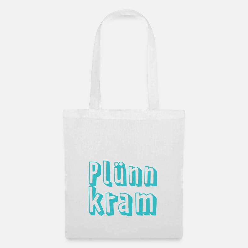 Plünnkram blau - Stoffbeutel - Weiß