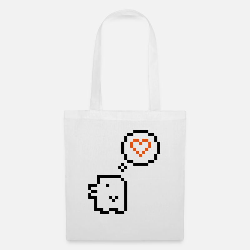 Retro 8 Bit Pixel Love - Stoffbeutel - Weiß