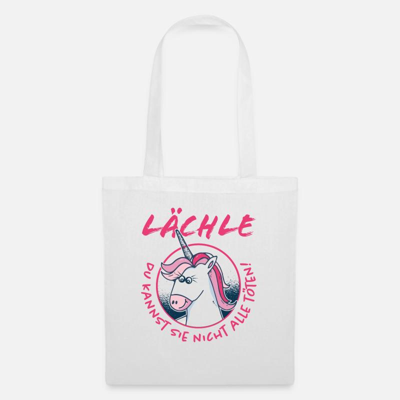 Lächle du kannst sie nicht alle töten Einhorn - Stoffbeutel - Weiß