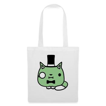 Sir Cat Gentleman Chapeau haut de forme Monocle Rich Gentleman - Sac en tissu - blanc - Devant