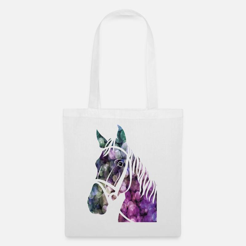 Pferd Glitzer Haflinger Pferde Reiten Geschenk - Stoffbeutel - Weiß