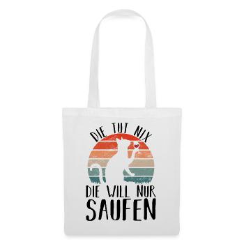 Saufen katze Wein Alkohol Party - Stoffbeutel - Weiß - Vorne