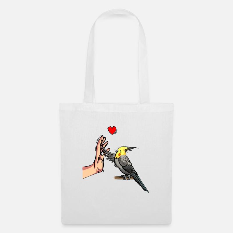 Nymphensittich Liebe Vogel Papagei - Stoffbeutel - Weiß
