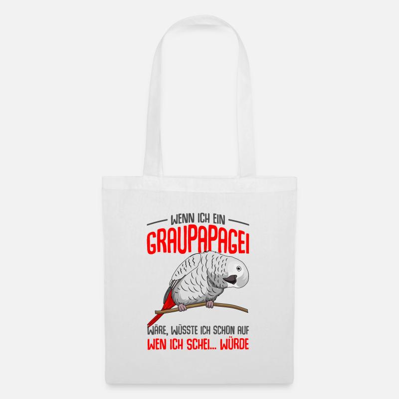 Graupapagei - Stoffbeutel - Weiß