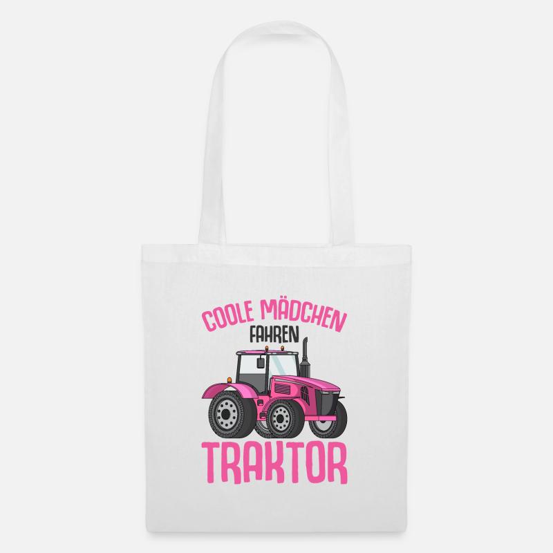 Traktor Mädchen - Stoffbeutel - Weiß