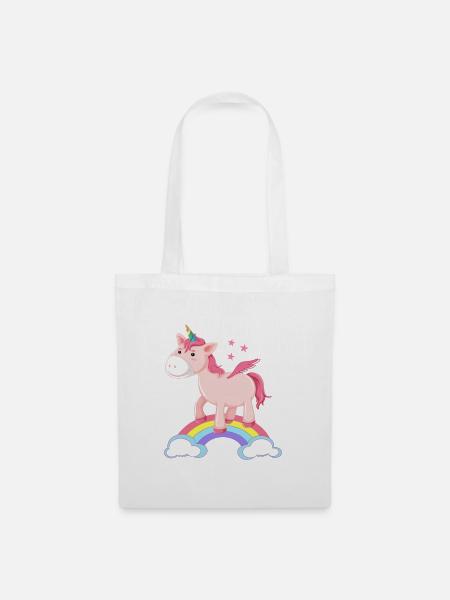 Einhorn Regenbogen - Stoffbeutel - Weiß