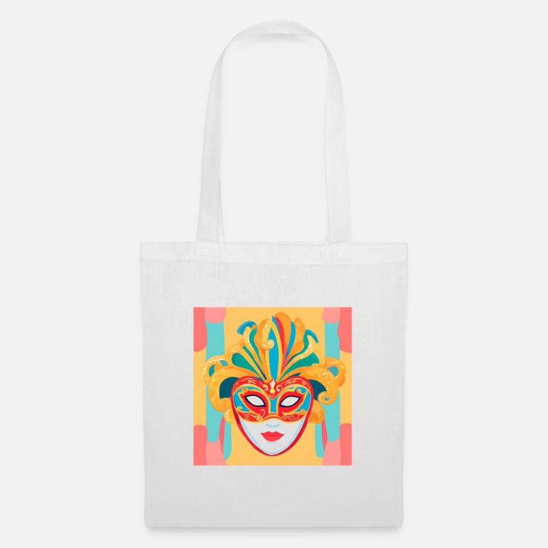 Bunte Karneval Maske - Stoffbeutel - Weiß