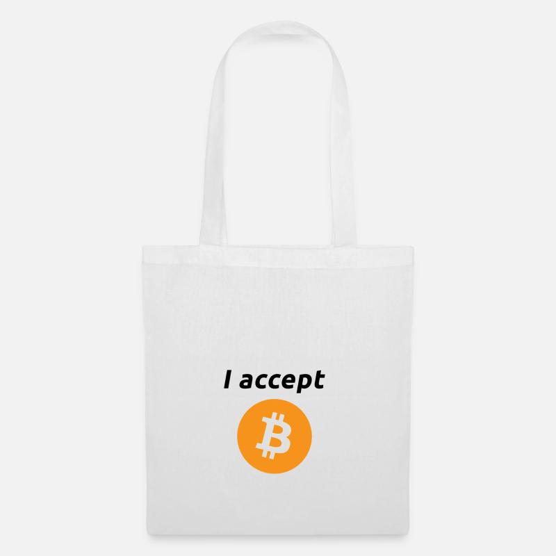 I accept Bitcoins (schwarze Schrift) - Stoffbeutel - Weiß