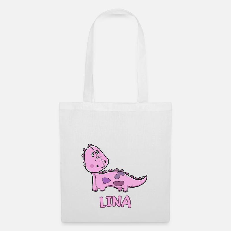 Dinosaurier lustig Kind Lina Geschenk Geburtstag K - Stoffbeutel - Weiß
