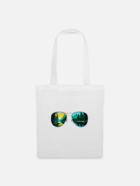 Sonnenbrille / Reflektion / Wald / Spiegelung - Stoffbeutel - Weiß