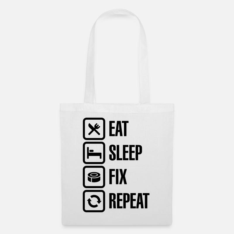 Eat Sleep Fix Repeat - Duct Tape - Stoffbeutel - Weiß