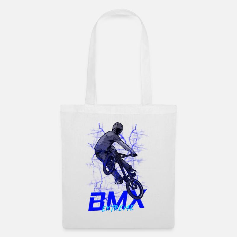 BMX Extremer Sprung Blau Neon - Stoffbeutel - Weiß