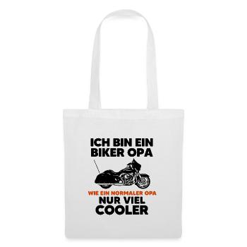 Rocker Opa Biker Motorradfahrer Chopper Bobber - Stoffbeutel - Weiß - Vorne