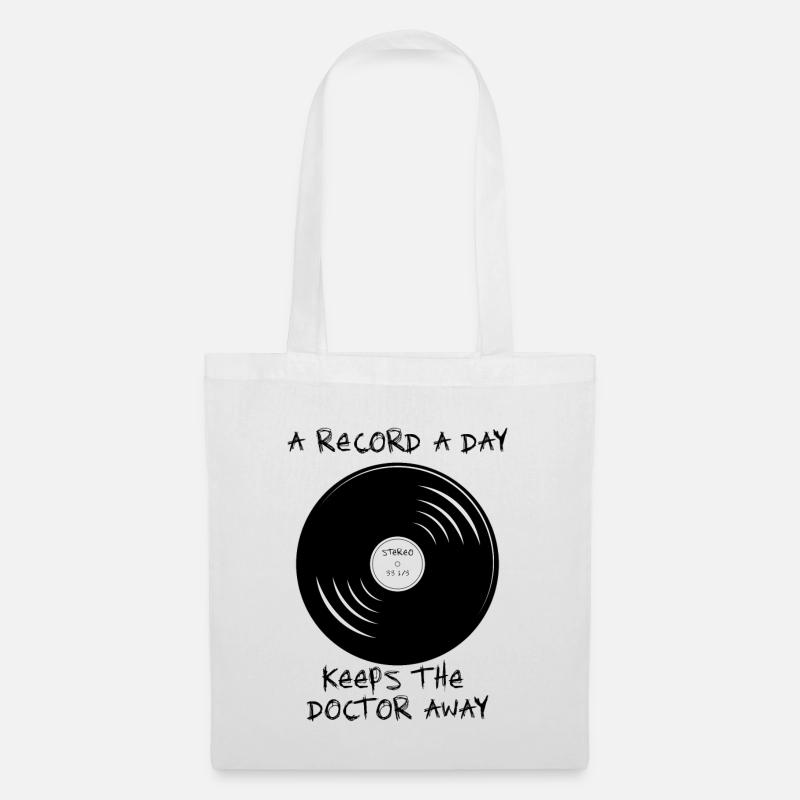 a record a day keeps the doctor away 33 1/3 sketch - Stoffbeutel - Weiß