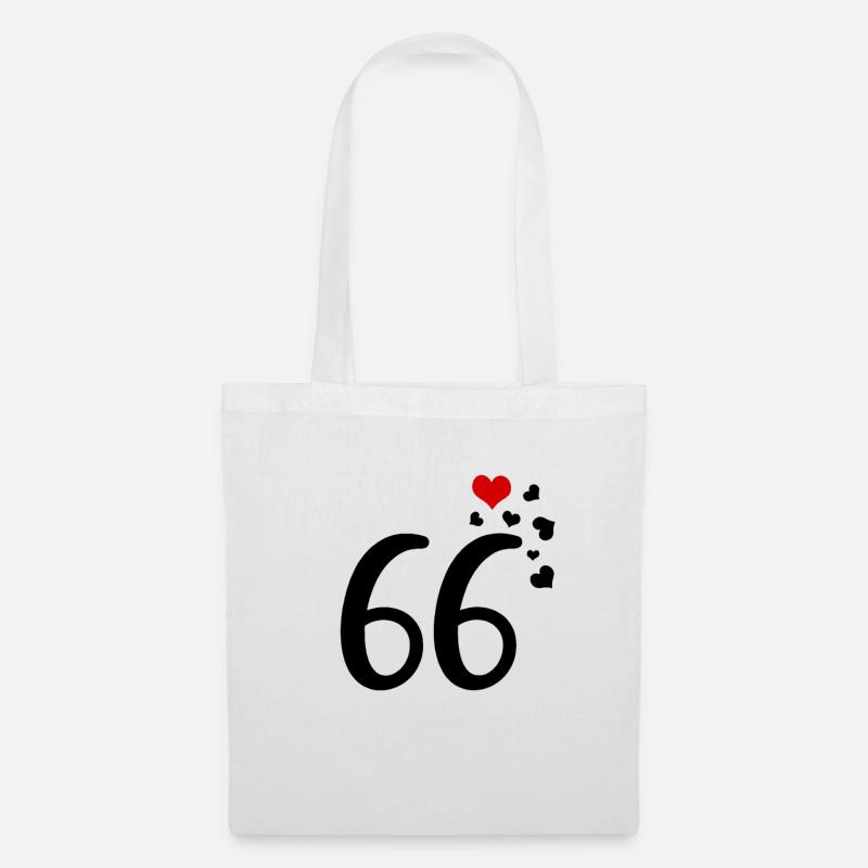 66. Geburtstag Jubiläum Herzen 66 - Stoffbeutel - Weiß