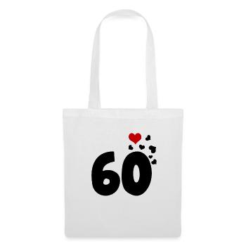60 Herzen 60. Geburtstag - Stoffbeutel - Weiß - Vorne