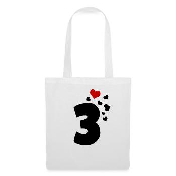 3 cœurs 3ème anniversaire - Sac en tissu - blanc - Devant