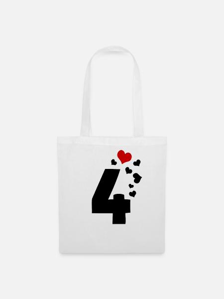 4 corazones 4º cumpleaños - Bolsa de tela - blanco