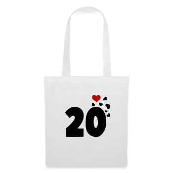 20 Herzen 20. Geburtstag - Stoffbeutel - Weiß - Vorne