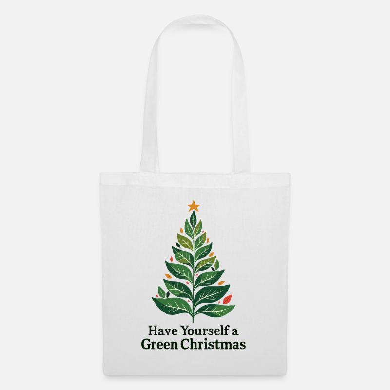 Umweltfreundlicher Grüner Weihnachtsbaum - Stoffbeutel - Weiß