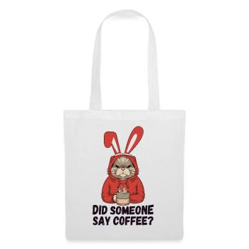 Did Someone Say Coffee? Moody Cat in Bunny Ears - Tote Bag - white - Front