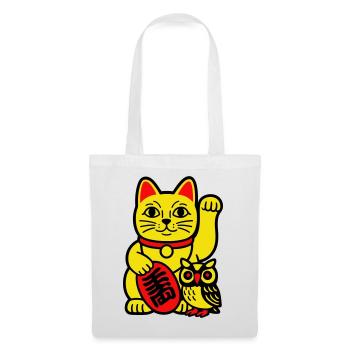 Lucky cat with little owl - Tote Bag - white - Front