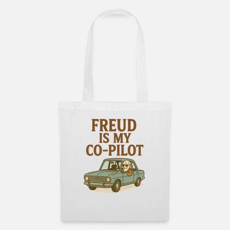 Freud ist mein Co-Pilot - Stoffbeutel - Weiß