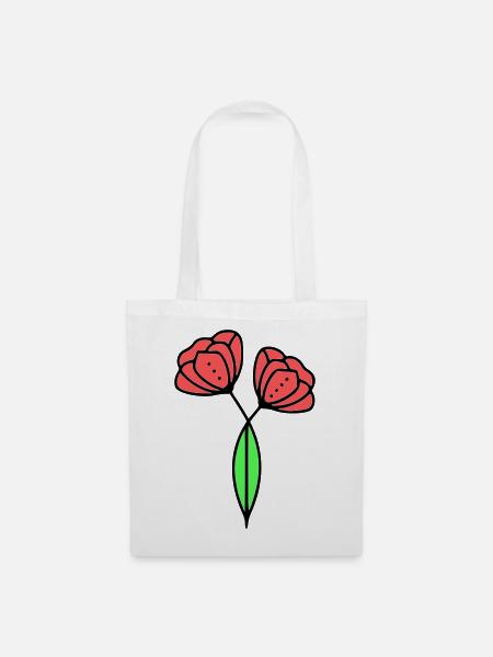 mohnblume-mohnblumen-minimalistisch-line-art-6 - Stoffbeutel - Weiß