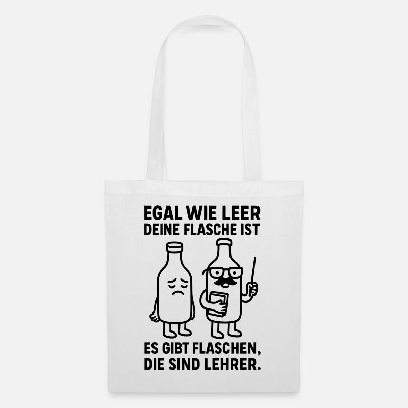 flasche leer lehrer witz - Stoffbeutel - Weiß