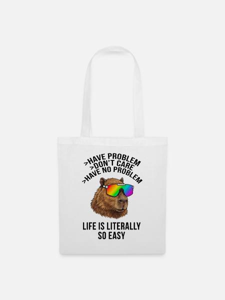 Cool Capybara Regenbogen-Sonnenbrille – Chill-Meme - Stoffbeutel - Weiß
