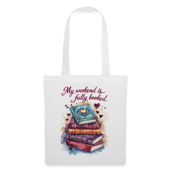 Mein Wochenende ist komplett verplant mit Büchern - Stoffbeutel - Weiß - Vorne