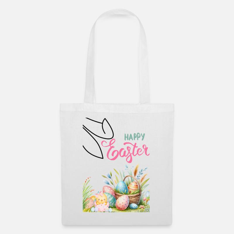Pastel Easter Basket and Eggs - Tote Bag - white